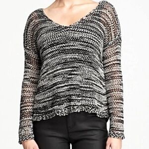 Eileen Fisher open knit sweater black and white